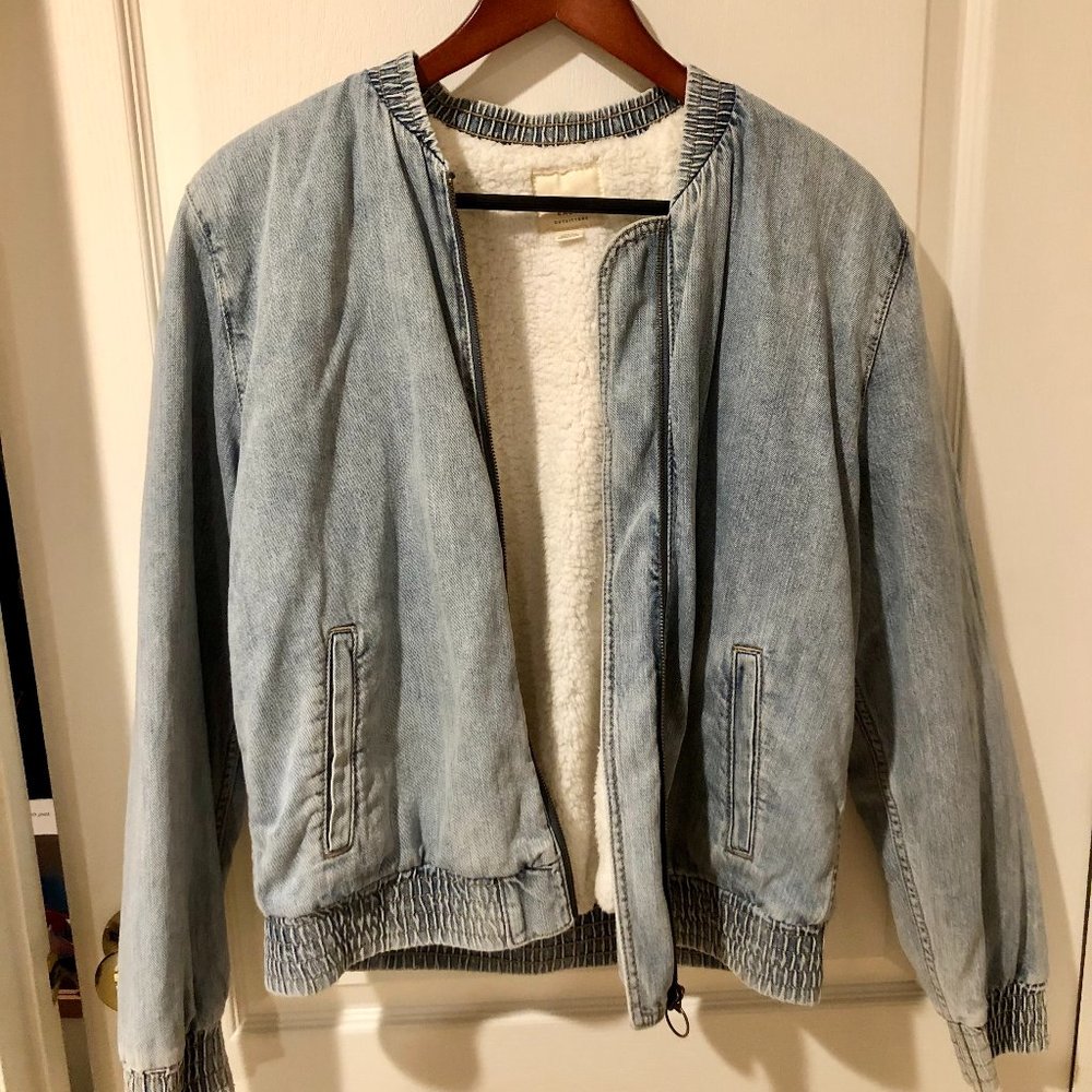 American Eagle Zip-Up Denim Sherpa Jacket